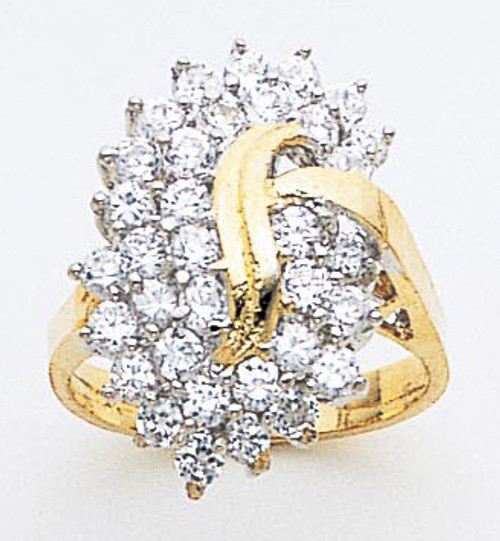 14k Gold Ladies 21mm Wide  1.5 ct. Diamond Cluster Ring