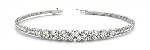 14k White Gold Graduated Diamond Bracelet 7" 3.00 CTW