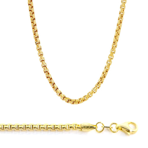 10k Yellow Gold 2.5mm Round Box Chain Necklace 18 Inches