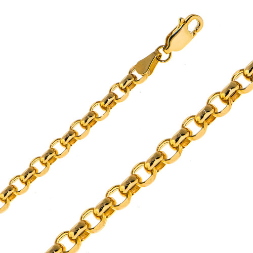 10k  Yellow Gold 4mm  Hollow Rolo Chain Necklace 20 Inches