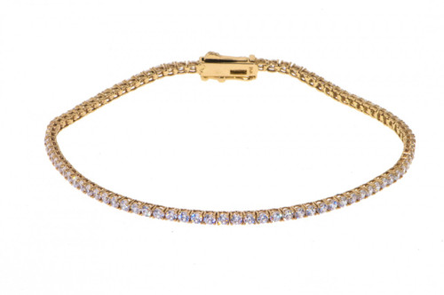 14k Yellow Gold 1.8mm wide with 1.5 Ct Round Cz Tennis Bracelet 7.5in"