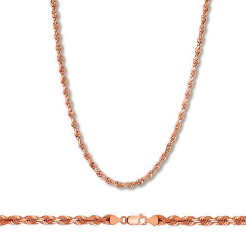 14k Rose Gold 5mm Rope Chain 24 Inches