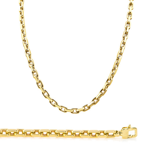 14K Yellow Gold 5mm Handcrafted Rolo Chain Necklace 22 Inches