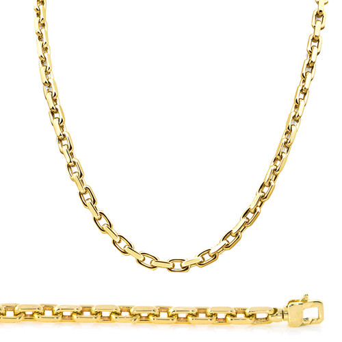 14K Yellow Gold 6mm Handcrafted Rolo Chain Necklace 24 Inches