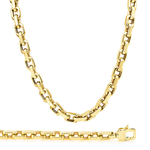 14K Yellow Gold 8.8mm Handcrafted Rolo Chain Necklace 20 Inches