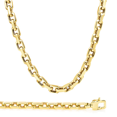 14K Yellow Gold 10mm Handcrafted Rolo Chain Necklace 18 Inches