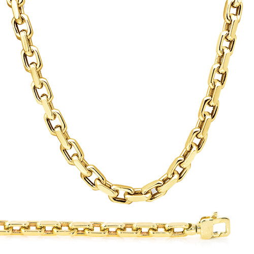 14K Yellow Gold 11mm Handcrafted Rolo Chain Necklace 22 Inches