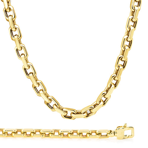 14K Yellow Gold 13mm Handcrafted Rolo Chain Necklace 20 Inches