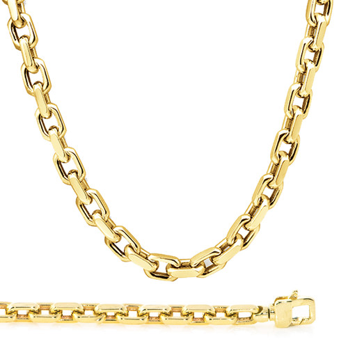 14K Yellow Gold 15mm Handcrafted Rolo Chain Necklace 30 Inches