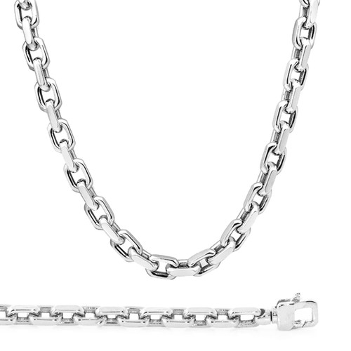 14K White Gold 10mm Handcrafted Rolo Chain Necklace 16 Inches