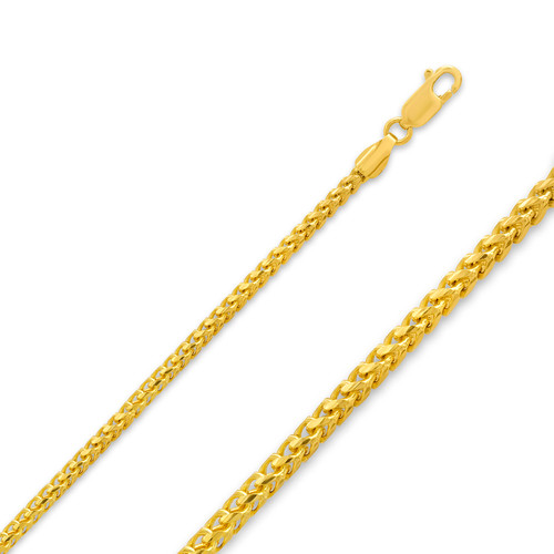 18K Yellow Gold 3.1mm Diamond Cut Franco Chain 22 Inches