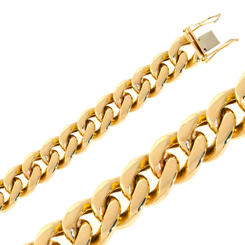 14K Yellow Gold 14mm Miami Cuban Chain Necklace 18 Inches