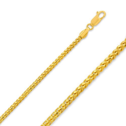 18K Yellow Gold 4.00mm Diamond Cut Franco Chain 22 Inches