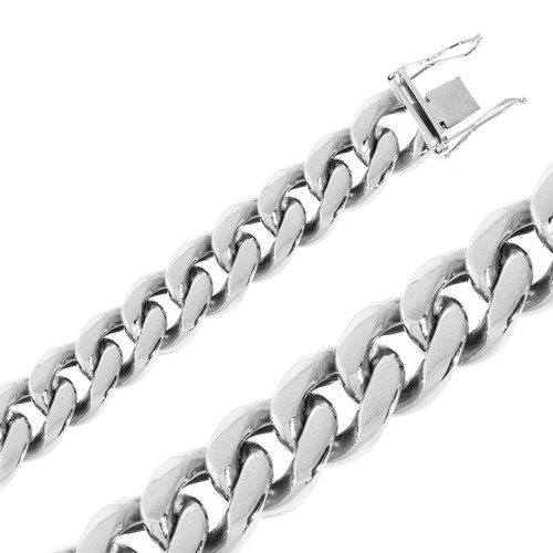 14K White Gold 16mm Miami Cuban Bracelet 7 Inches