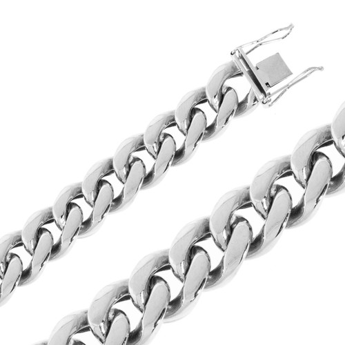 14K White Gold 20mm Miami Cuban Chain Necklace 18 Inches