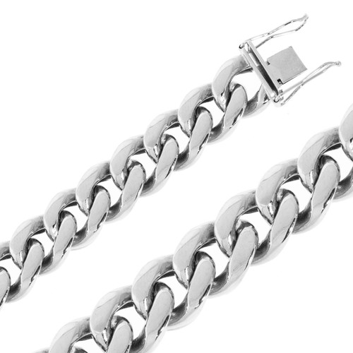 14K White Gold 22mm Miami Cuban Chain Necklace 34 Inches