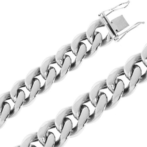 14K White Gold 24mm Miami Cuban Chain Necklace 32 Inches