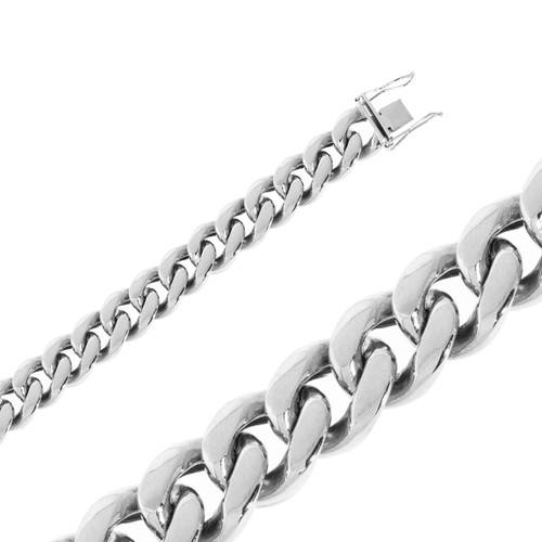14K White Gold 10mm Miami Cuban Chain Necklace 30 Inches