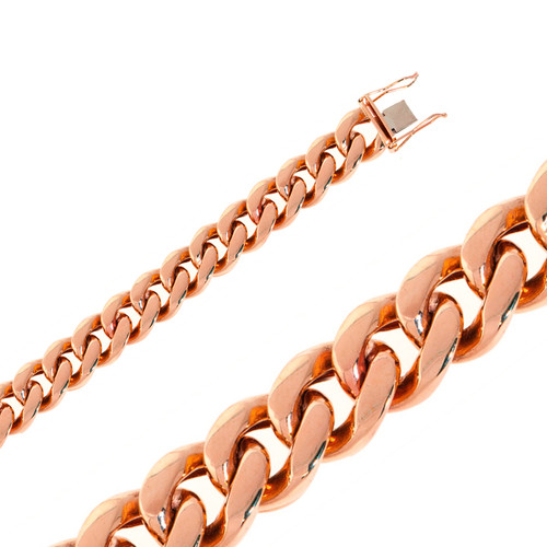 14K Rose Gold 12mm Miami Cuban Chain Necklace 22 Inches