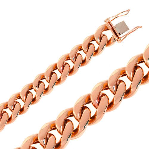 14K Rose Gold 16mm Miami Cuban Chain Necklace 16 Inches