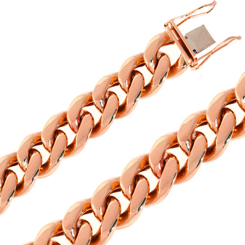 14K Rose Gold 24mm Miami Cuban Chain Necklace 34 Inches