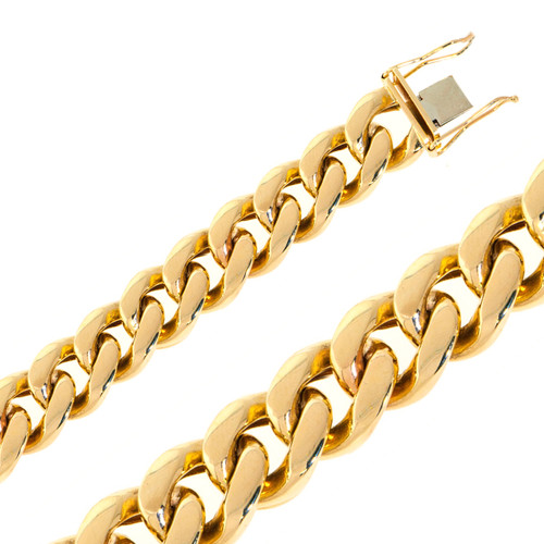 10K Yellow Gold 16mm Miami Cuban Bracelet 8 Inches