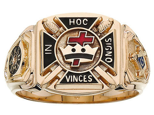 14k Gold Knights Templar Masonic Ring