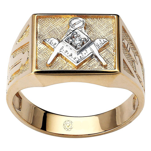 14k Gold  Diamond Masonic Blue Lodge Ring