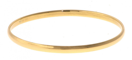 14k Yellow Gold 4mm Comfort Fit High Polished Slip-on Solid Bangle 7 Inches
