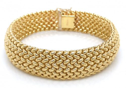 14k Yellow Gold 15mm Mesh Bracelet 8 Inches