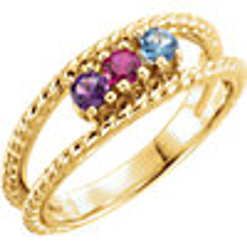 14k Gold Family Mother's Ring, 2 Stone (Available 2,3,4,5,6,7,8,10,12 Stones)