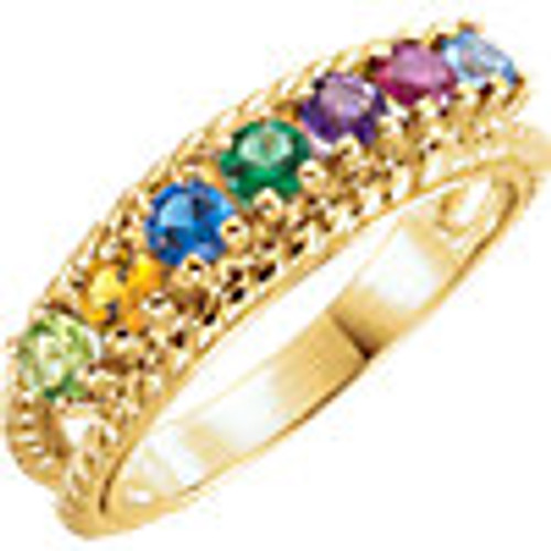 14k Gold Family Mother's Ring, 8 Stone (Available 2,3,4,5,6,7,8,10,12 Stones)