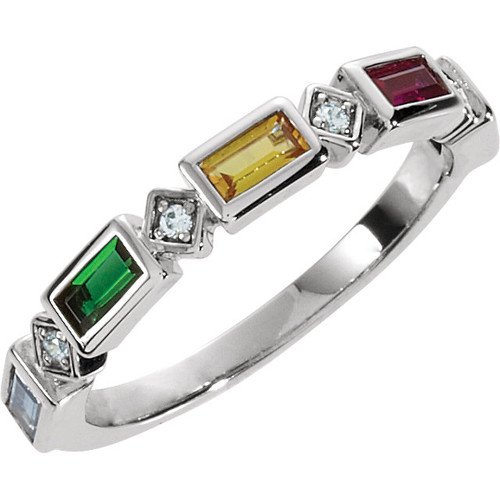 14k White Gold Family Mother S Ring 2 Stone Available 1 2 3 4 5 Stones Sarraf Com