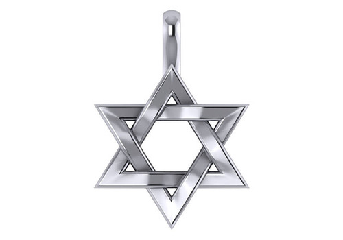 14k White Gold Star of David Pendant 15.0mm x 13.0mm