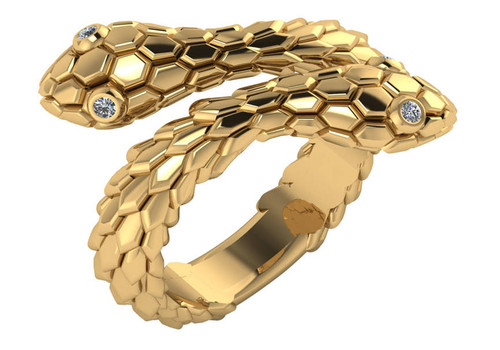14k Gold Diamond Snake Ring .04 ctw 18.8mm x 5.5mm