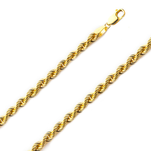 14K Yellow Gold 6mm Hollow Rope Chain 20 Inches