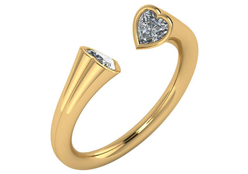 14k Yellow Gold Obi Heart Cz Ring