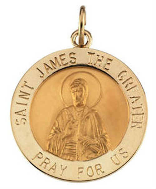 14k Gold 18.5mm Round Saint James Medal