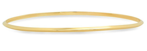 14k Gold 2mm High Polished Sikh kada Slip-on Solid Bangle 7.0 Inches