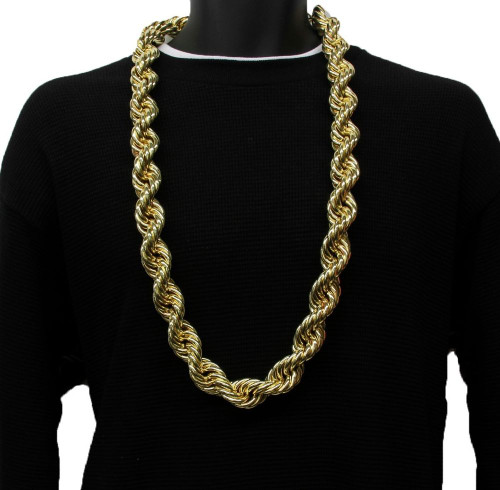 14K Yellow Gold 21.00mm Dookie Run Dmc Rope chain 32