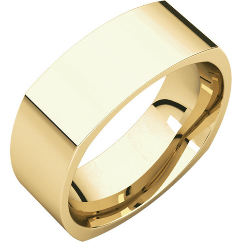 14K Gold 7mm High Polished Square Comfort Fit Wedding Band