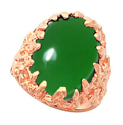 14k Rose Gold Genuine Jade Nugget Ring 18mm x 13mm