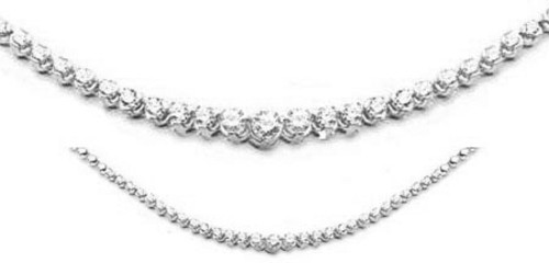 18k White Gold 3.00 Ct. Graduated Diamond Tennis Necklace 16 Inches
