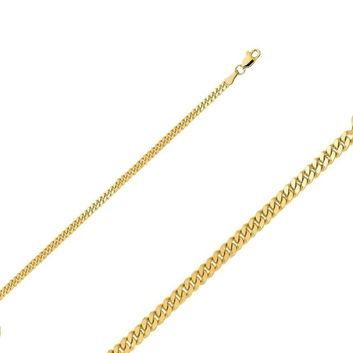 18K Yellow Gold 2.1mm Flat Curb Chain 28 Inches