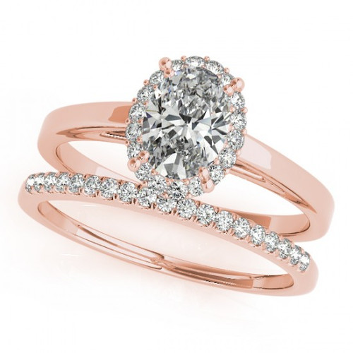 14k Rose Gold 1.29Carat  Oval cut Halo Engagement Ring