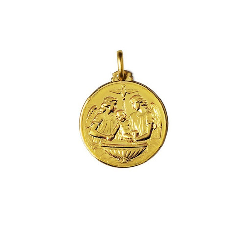 14k Gold 14.0mm Baptism Medal Pendant