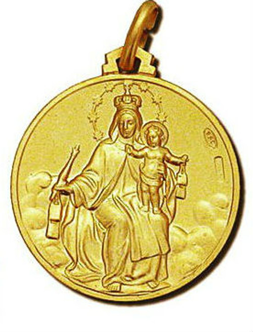 14kt Yellow 16.0 mm Round Carmine Madonna Medal