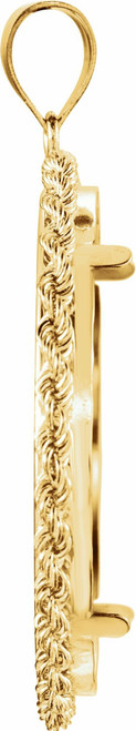 14k Saudi Arabia Gold One Guinea Rope 4 Prong Bezel