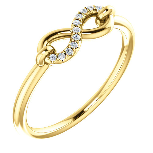 14k Yellow gold Diamond Infinity Ring .04 ct