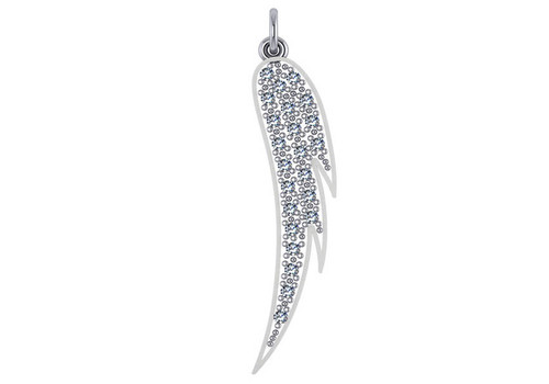 14kt White Gold 1/3 CTW Diamond Angel Wing Necklace 34.5mm x 9.5mm